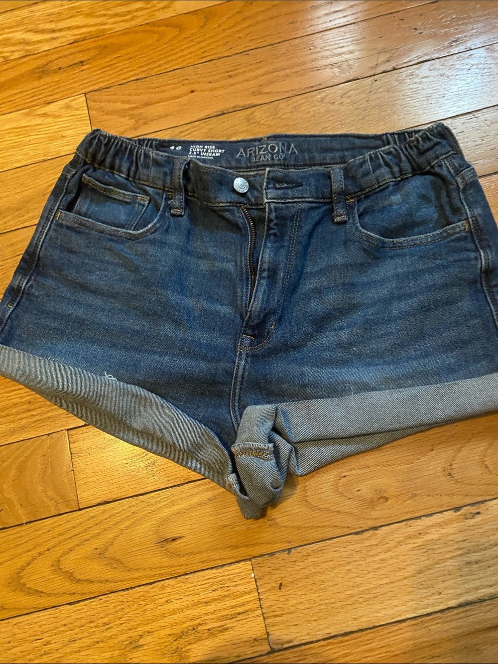 Dark Blue Denim Roll-Cuff Women’s Shorts